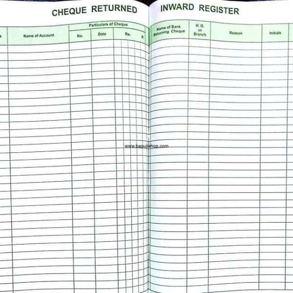 Cheque Returned Inward Register